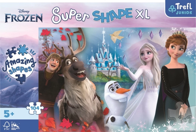 puzzle super shape xl jégvarázs 2: anna és elsa világában 104 darabos