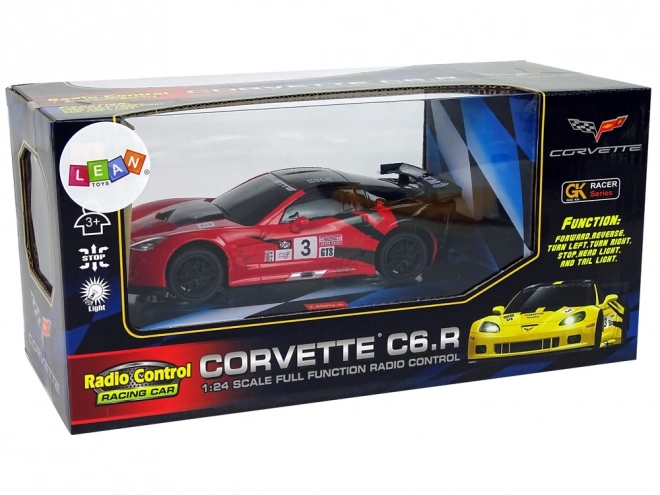 Távirányítós sportautó Corvette C6.R piros 2.4 GHz fényszóróval