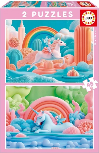 Varázslatos Egyszarvúak Puzzle 2x48 Darab