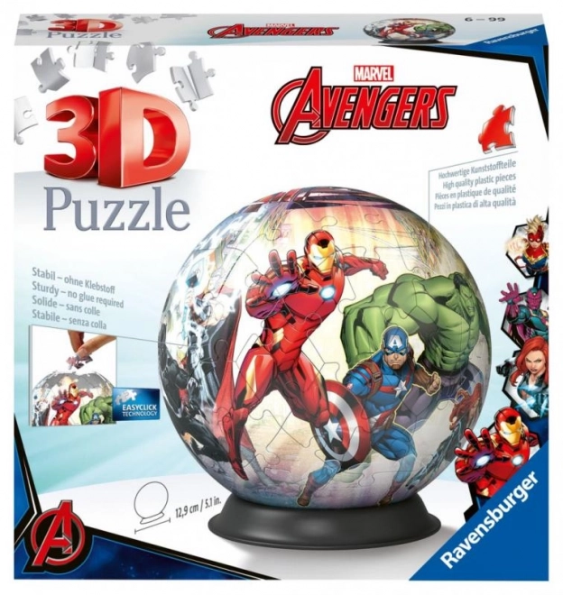 ravensburger 3d puzzlelabda marvel: avengers 73 darabos