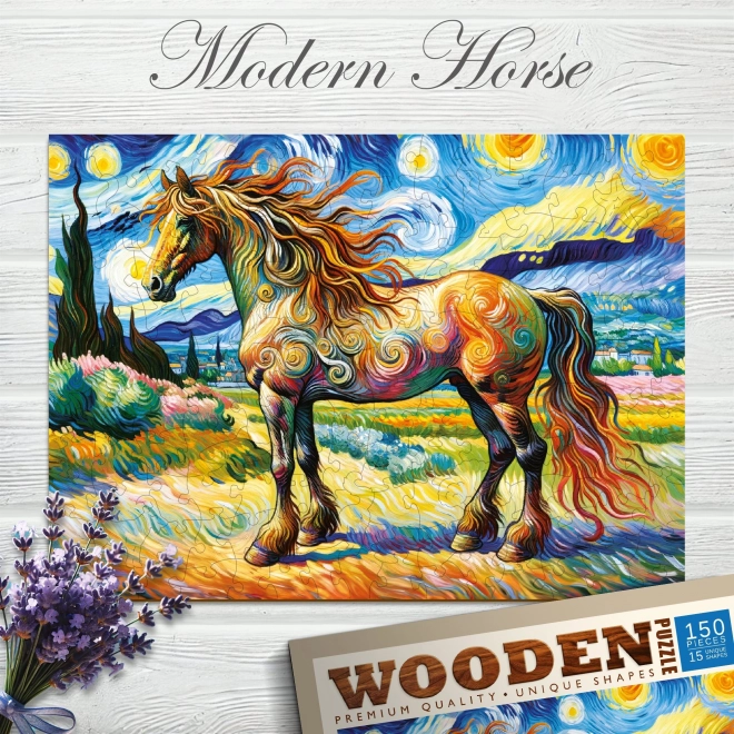 Modern ló fa puzzle 150 darabos