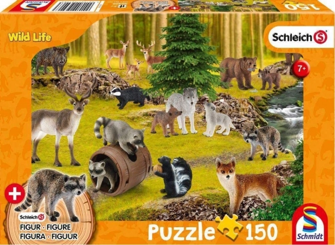 Schleich ahol a mosómedvék élnek puzzle 150 darabos és Schleich figura