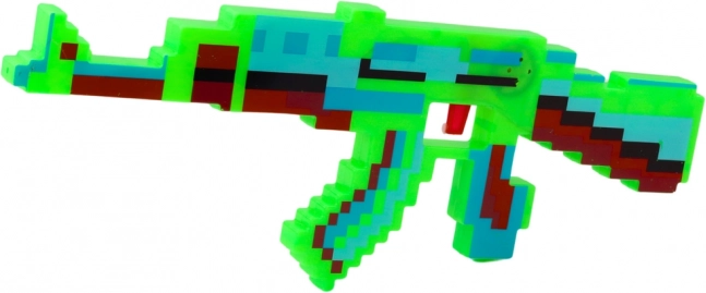 Pixeles puska hang- és fényhatásokkal zöld 39 cm