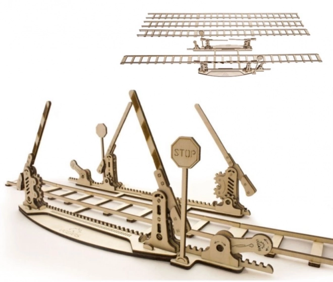 Ugears 3D puzzle fa vonatsín sorompóval