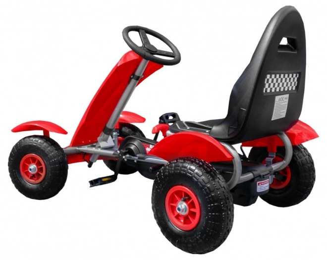Racing pedálos gokart XL gyerekeknek 3+ Piros + Felfújható kerekek + Állítható ülés + Szabadonfutó