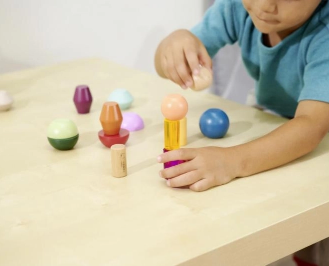 Montessori rakásolható blokkok – fa geometriai építőkészlet