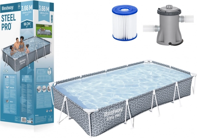 Téglalap alakú Bestway Steel Pro medence 366 x 201 x 66 cm
