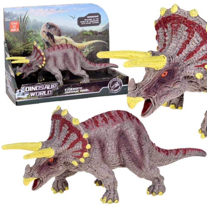 Gumiból készült triceratopsz dinoszaurusz figura