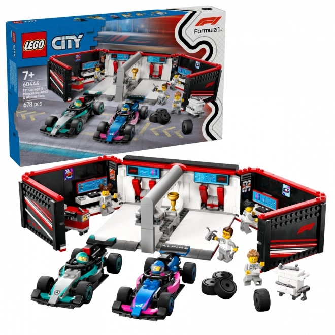 Lego City F1 garázs és versenyautók Mercedes-AMG és Alpine