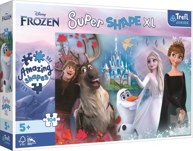 puzzle super shape xl jégvarázs 2: anna és elsa világában 104 darabos