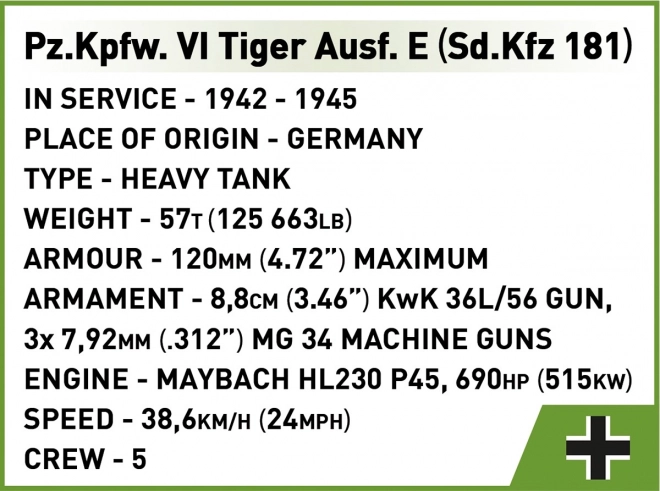 Páncélos Tigris Tank Modell 870 Darabos Építőkészlet