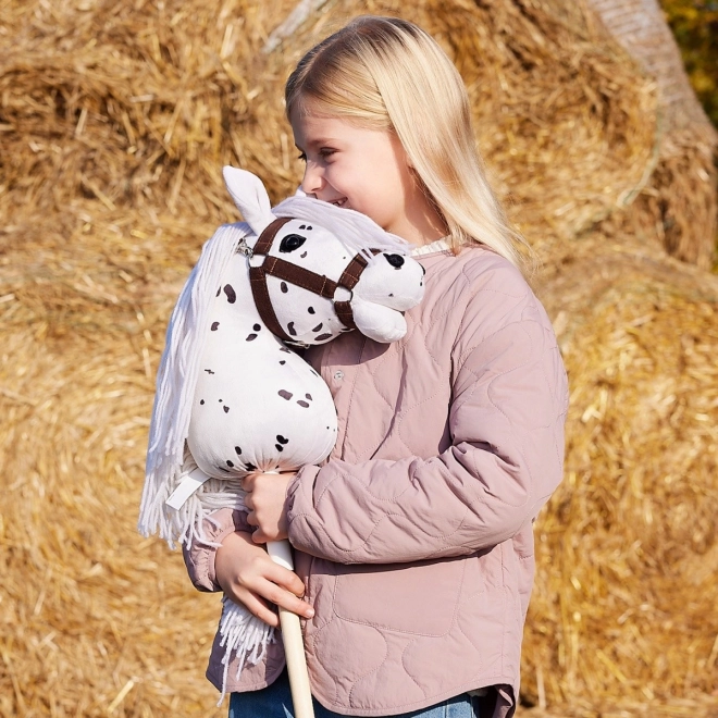 Hobby Horse HOPPIHORSE Sport Edition kollekció fehér leopárd színű lovacska rúdra szerelve