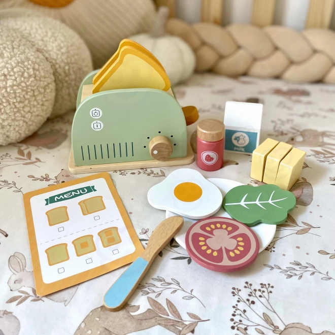 Fa kenyérpirító pasztell reggeliző készlet a Tooky Toy-tól