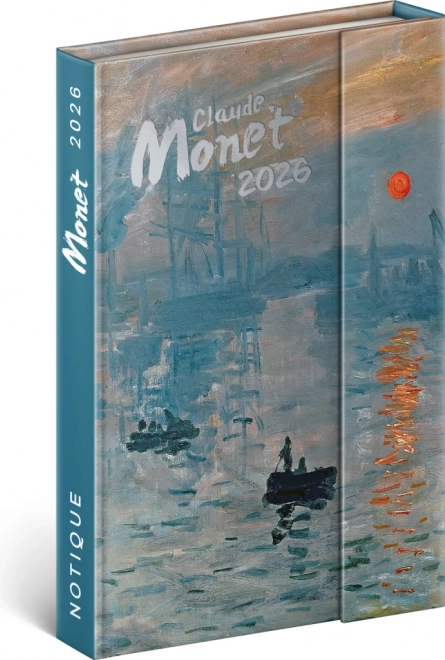 Claude Monet 2026 hetinaptár mágneses záródással, 11 x 16 cm
