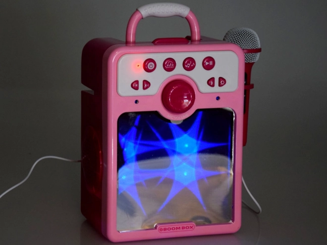 Rózsaszín gyerek Boombox hangszóró mikrofonnal