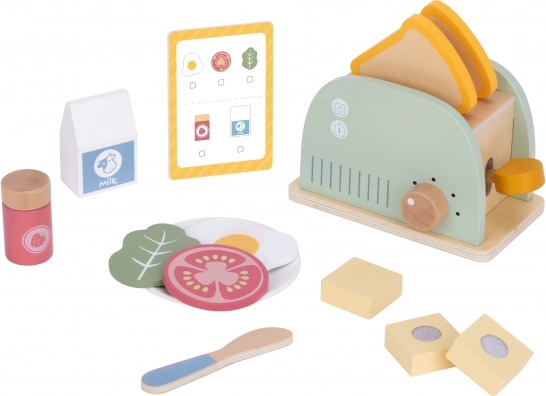 Fa kenyérpirító pasztell reggeliző készlet a Tooky Toy-tól