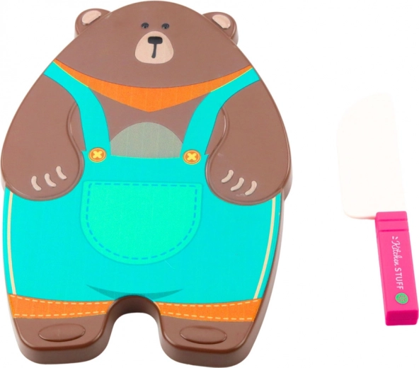 Aranyos mackó alakú vágódeszka és gyerek kés