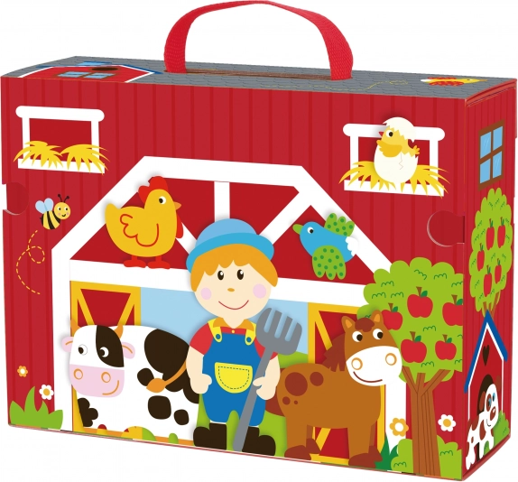 Tooky Toy Fából készült farm bőröndben