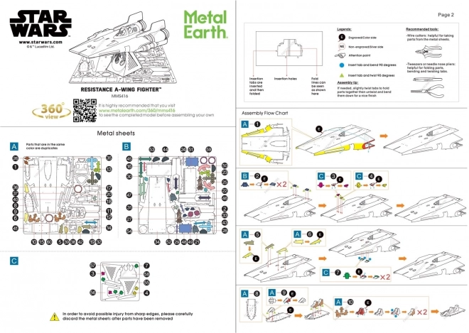 Metal Earth 3D puzzle Star Wars: Ellenállás A-Wing vadászgép