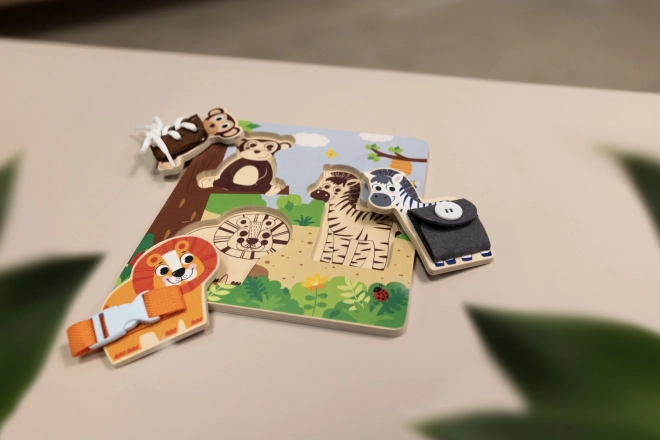 Montessori fából készült safari puzzle kicsiknek