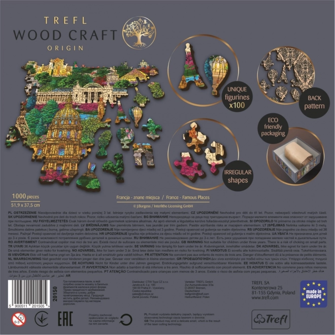 Wood Craft Origin Francia híres helyek 1000 darabos puzzle