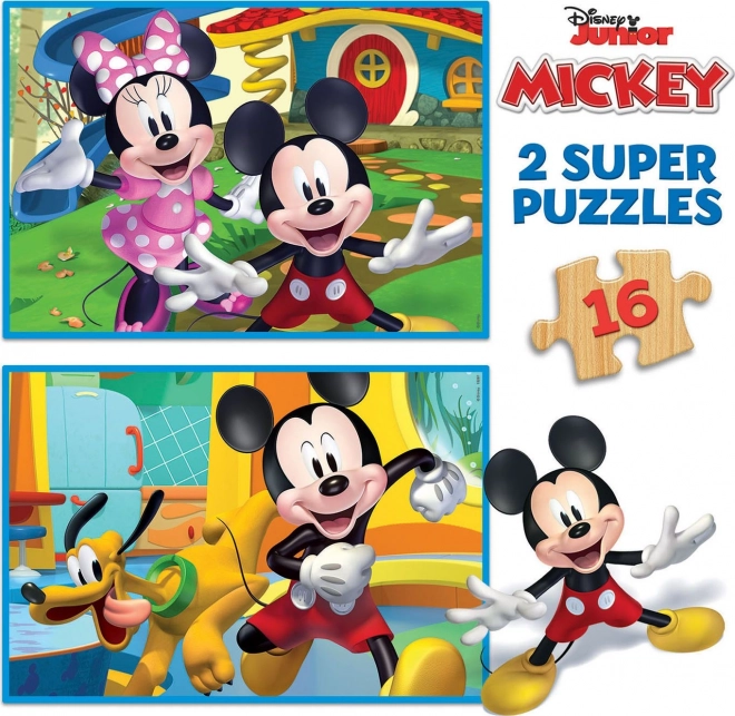 Mickey és Minnie fa puzzle 2x16 darab