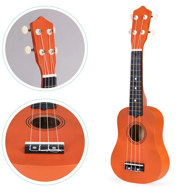 Gyerekeknek szánt fa ukulele 4 nylon húrral