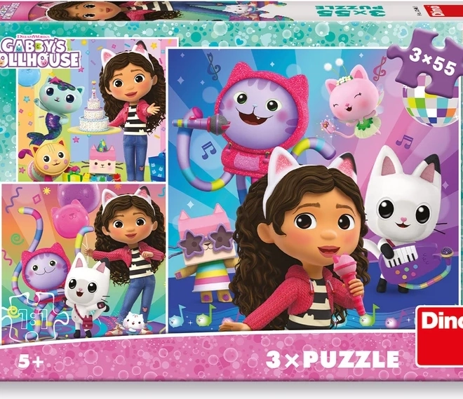 Gyermek puzzle Gabini varázslatos háza Ünnep 3x55 darab