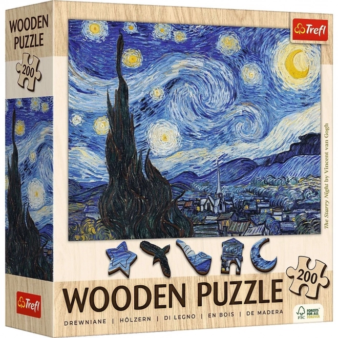 Csillagos Éj fa puzzle 200 darabos - Vincent van Gogh