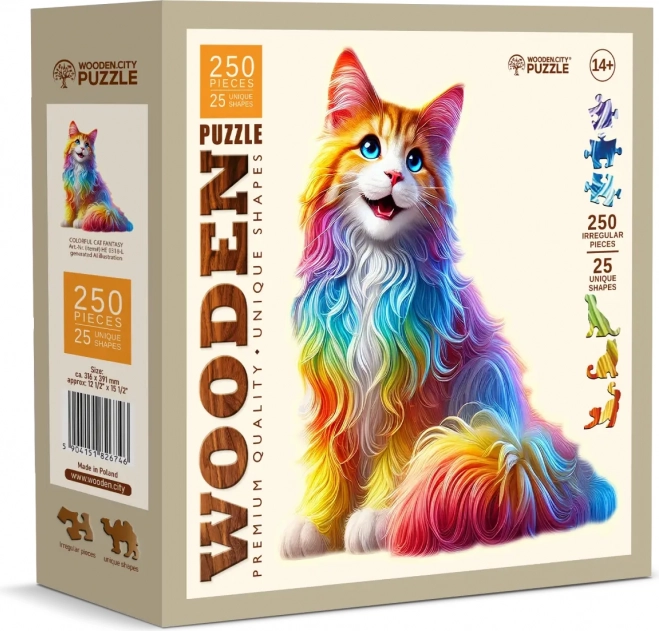 Fa puzzle Színes macska 250 darab