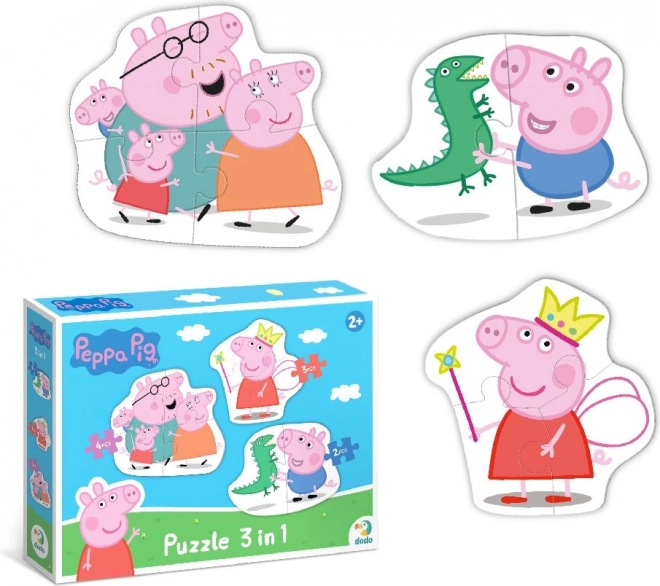 peppa malac család puzzlek 3 az 1-ben