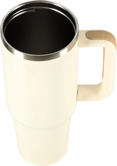 Krémes termoszbögre szívószállal és füllel 1200 ml