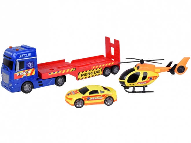 Mentőautó és helikopter játékszett fény- és hangeffektekkel