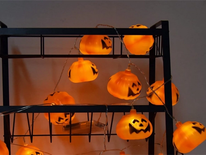 Halloween tök mintás LED-es fényfüzér 200 cm