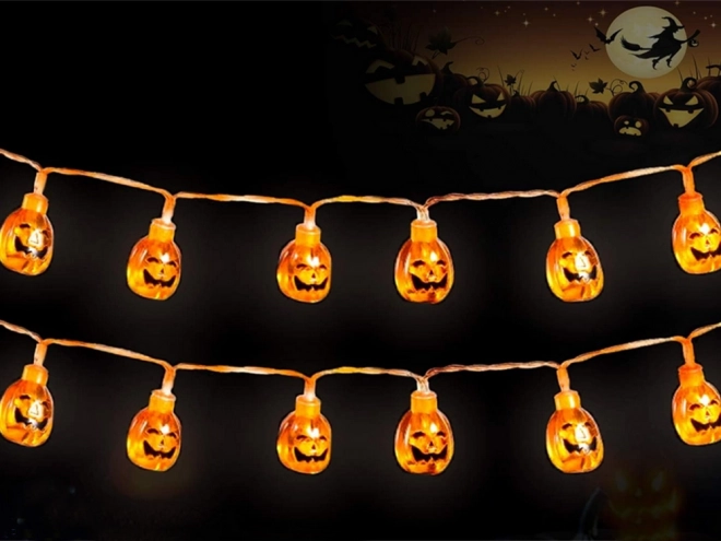 Halloween tököslámpás fényfüzér LED-del