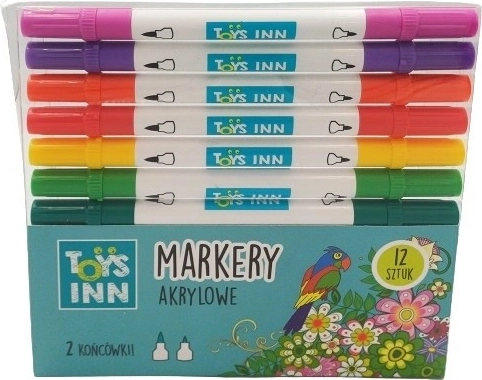 Akril filctollak két heggyel, 12 darab