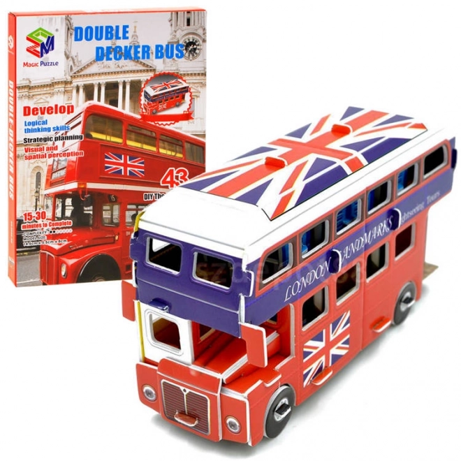 3D térbeli puzzle emeletes busz