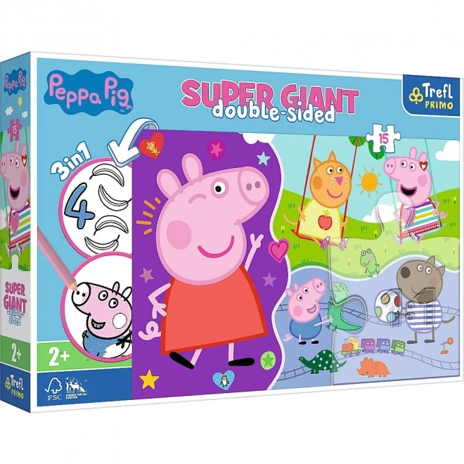 Peppa malac kétoldalas óriás puzzle - 15 darab