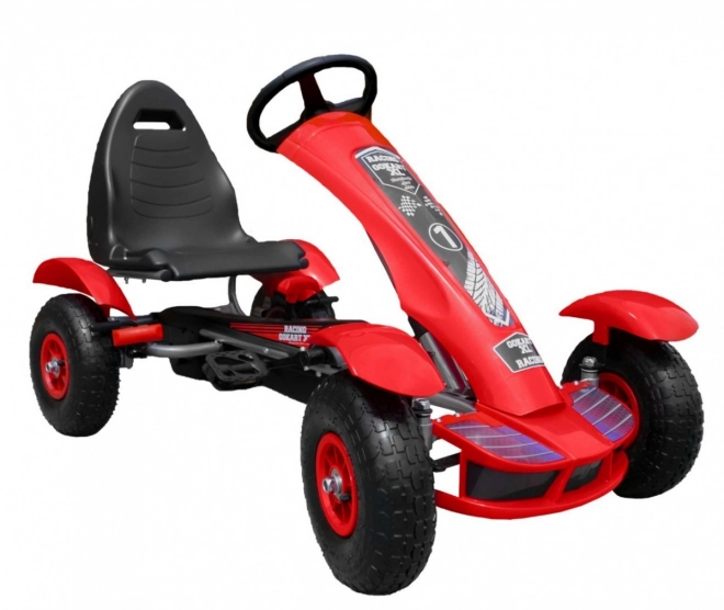 Racing pedálos gokart XL gyerekeknek 3+ Piros + Felfújható kerekek + Állítható ülés + Szabadonfutó
