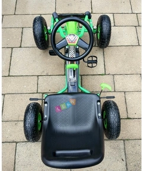 Pedálos levegős gokart + Felfújható gumik + Állítható ülés – Zöld