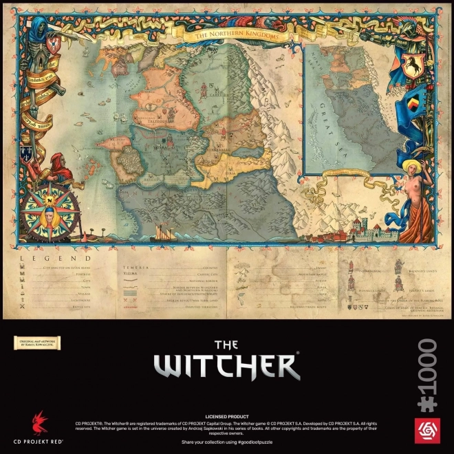 Puzzle The Witcher: Északi Királyságok 1000 darabos