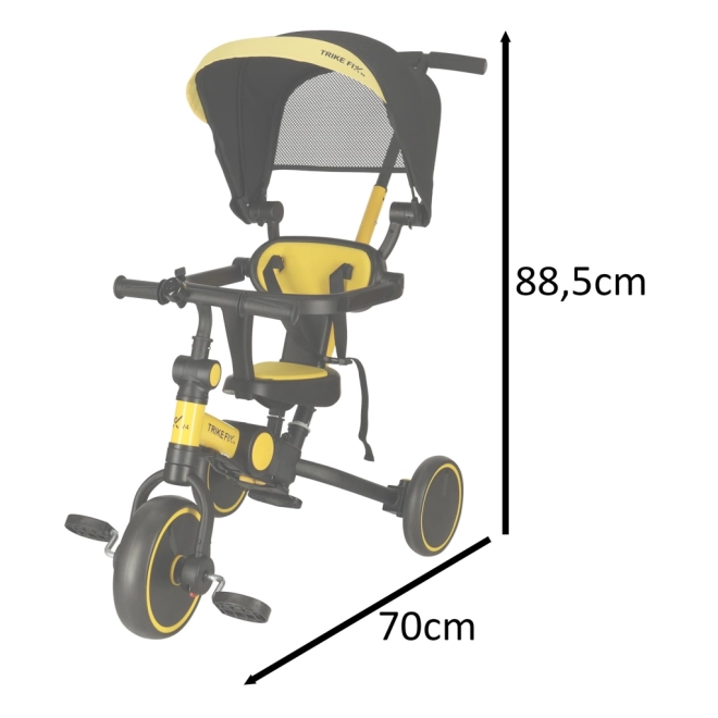 Sárga-fekete Trike Fix V4 háromkerekű kerékpár napellenzővel