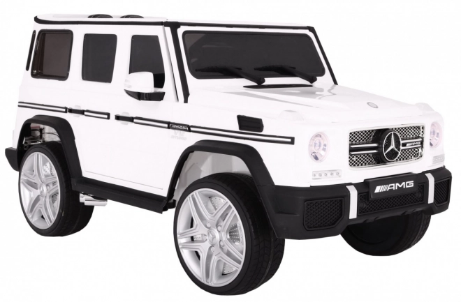 Autóakkumulátor Mercedes AMG G65 gyermekek számára Fehér + Lakkozott + Csomagtér + Fények Hangok