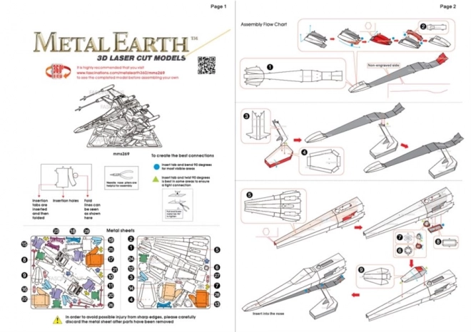 Metal Earth 3D puzzle Star Wars: Poe Dameron X-szárnyú vadászgépe