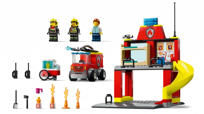 Tűzoltóállomás és tűzoltóautó LEGO City készlet