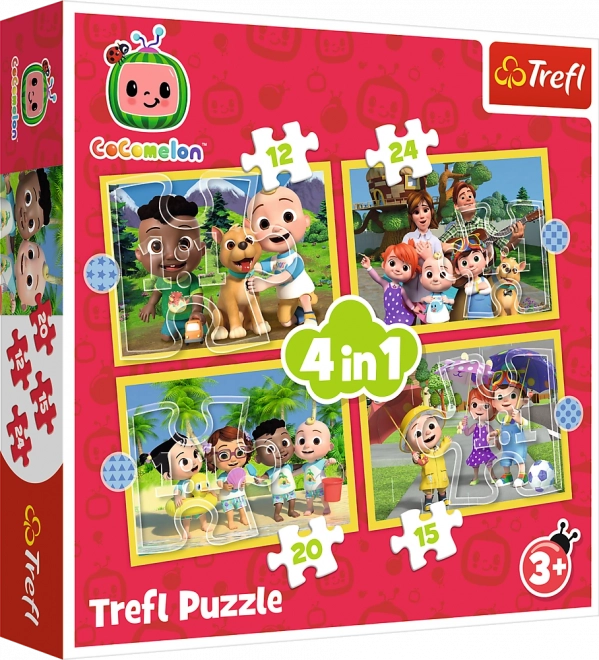 Trefl Cocomelon: Ismerjük meg 4 az 1-ben puzzle (12, 15, 20, 24 darabos)