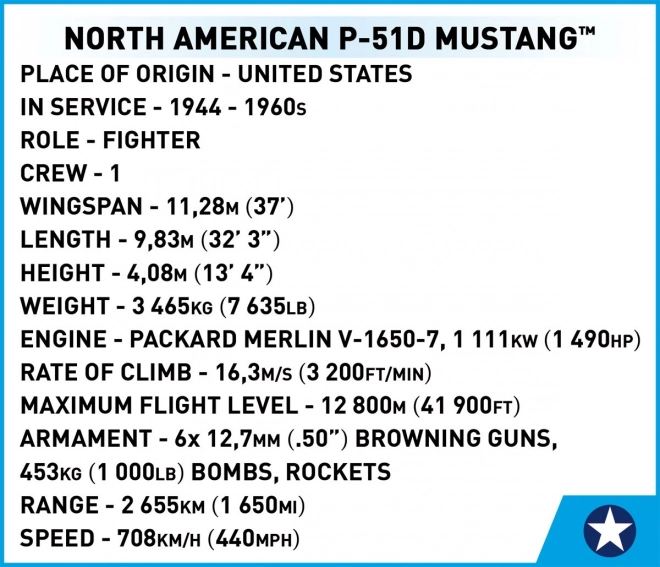 Cobi p-51d mustang repülőgép model