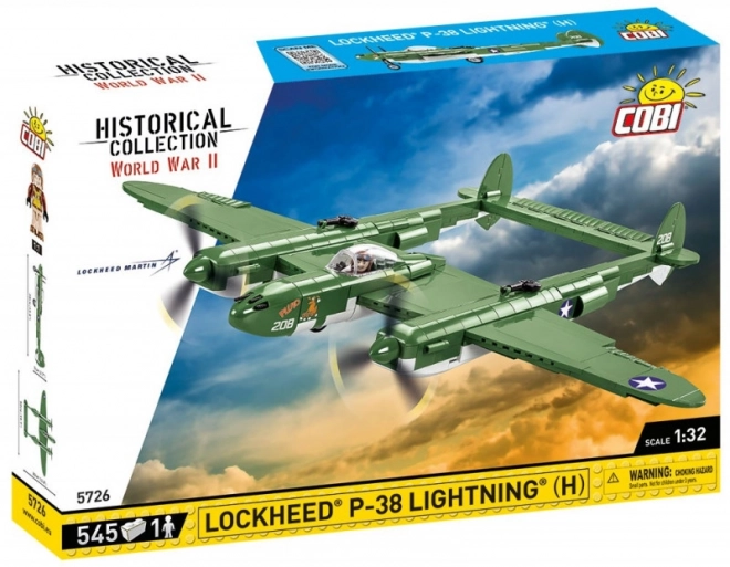 II. világháborús Lockheed P-38H Lightning modell építőjáték