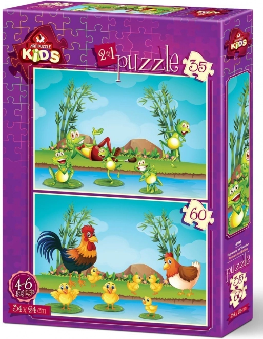 Állatok és kölykeik puzzle készlet