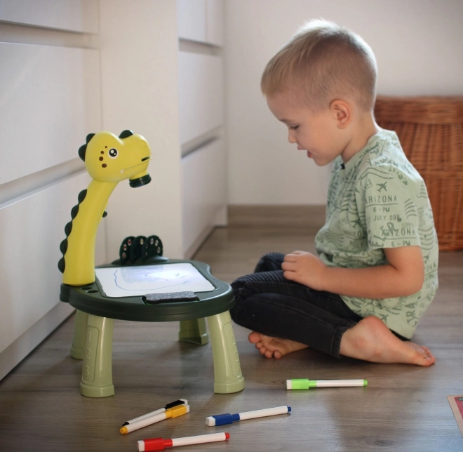 Dinoszaurusz vetítő rajztábla 24 mintával és 2 társasjátékkal
